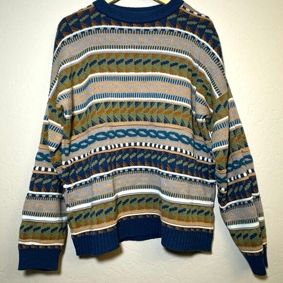 Vintage Knitwear Heavy Striped 3-D TexturedSweater by Carre No Size Grandpa